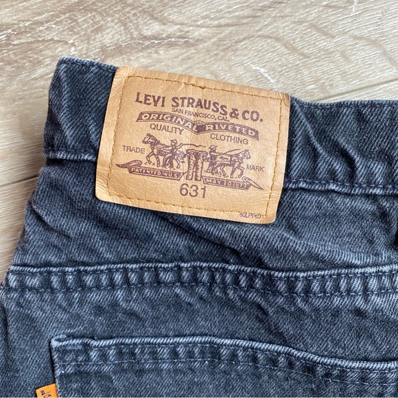 Vintage Levi’s 631 jeans orange tab black denim raw hem high waist mom style - Picture 8 of 10